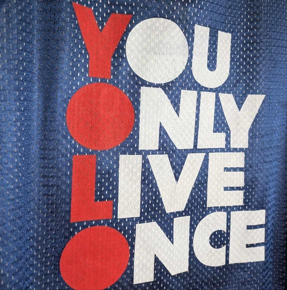 Sporty Y2K Mesh "YOLO" Slogan Jersey – Blue & Red Unisex - Picture 4 of 8